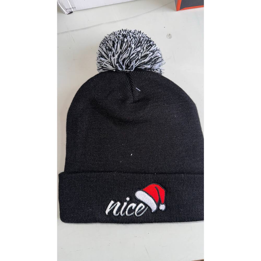 Naughty /Nice Winter Beanie One Size - Picture 4 of 5